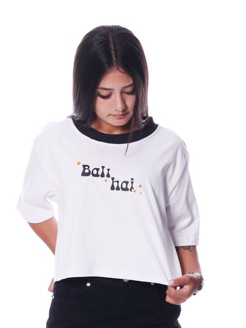 Cropped bali t-shirt flower