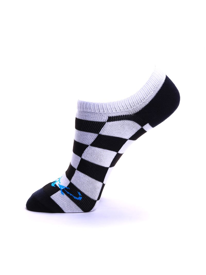 Meia-sapatilha-lapela-checkerboard-Preto-branco