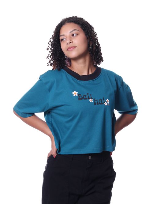Cropped bali t-shirt flower