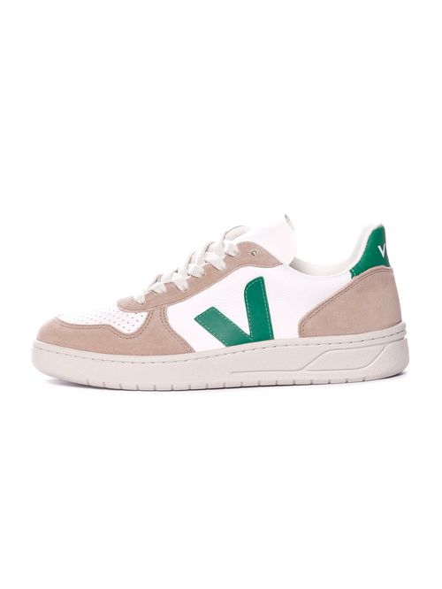 Tênis veja v-10 chromefree leather white emeraude sahara