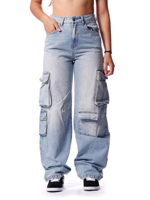 Calça jeans bali hai straight cargo