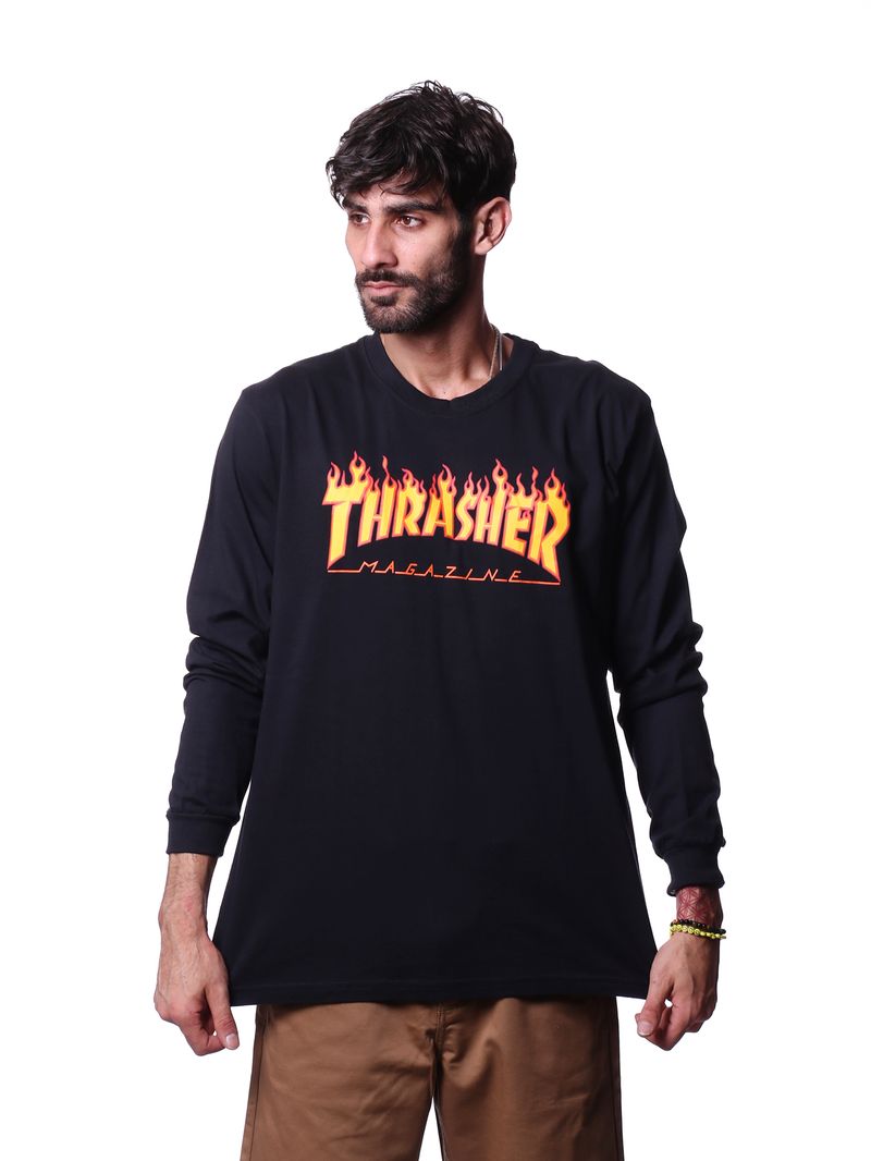 Camiseta-Manga-Longa-Thrasher-Flame-Logo-Preto