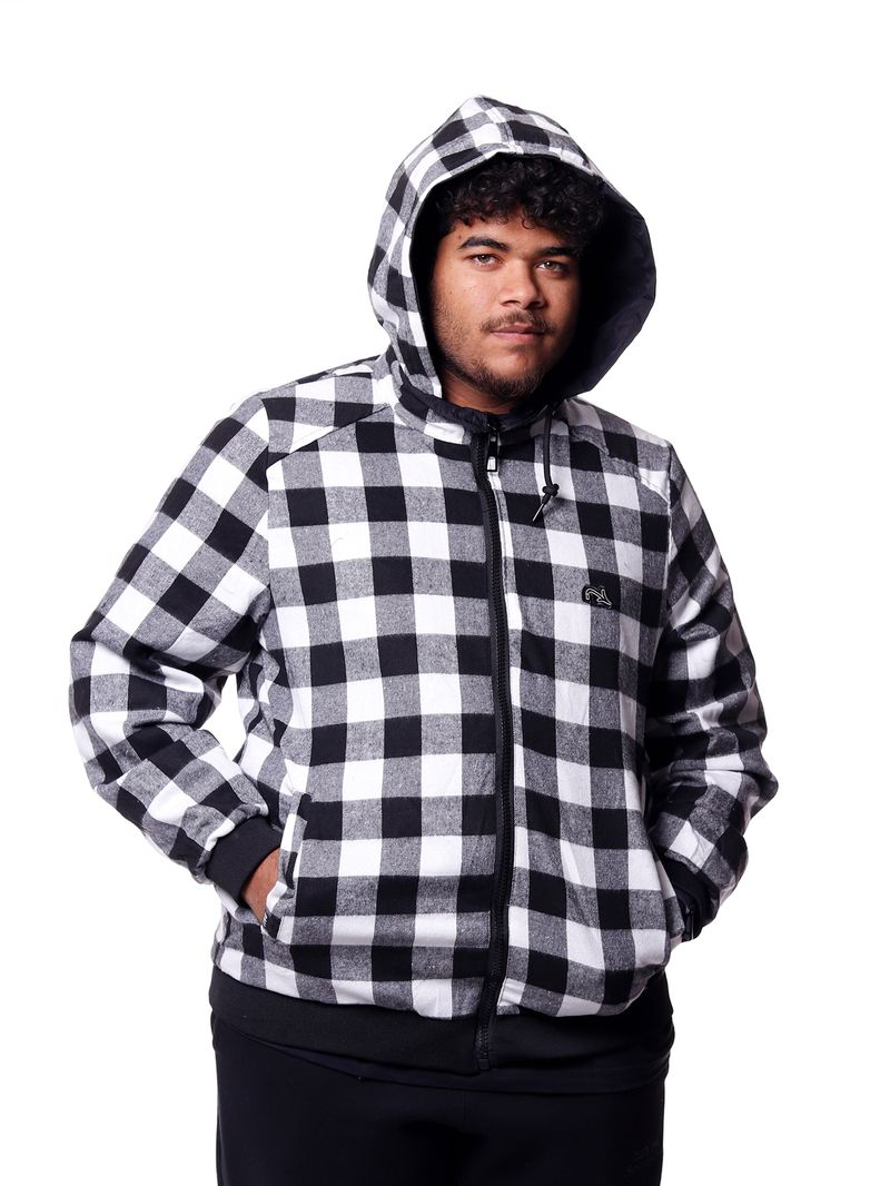 Jaqueta-Plus-Size-Bali-Hai-Dupla-Face-Flanelada-Preto-branco-