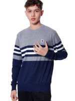 Sueter-Bali-Hai-Tricot-Listrado-Cinza-azul-branco