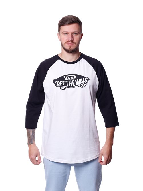 Camiseta 3/4 vans otw raglan black white