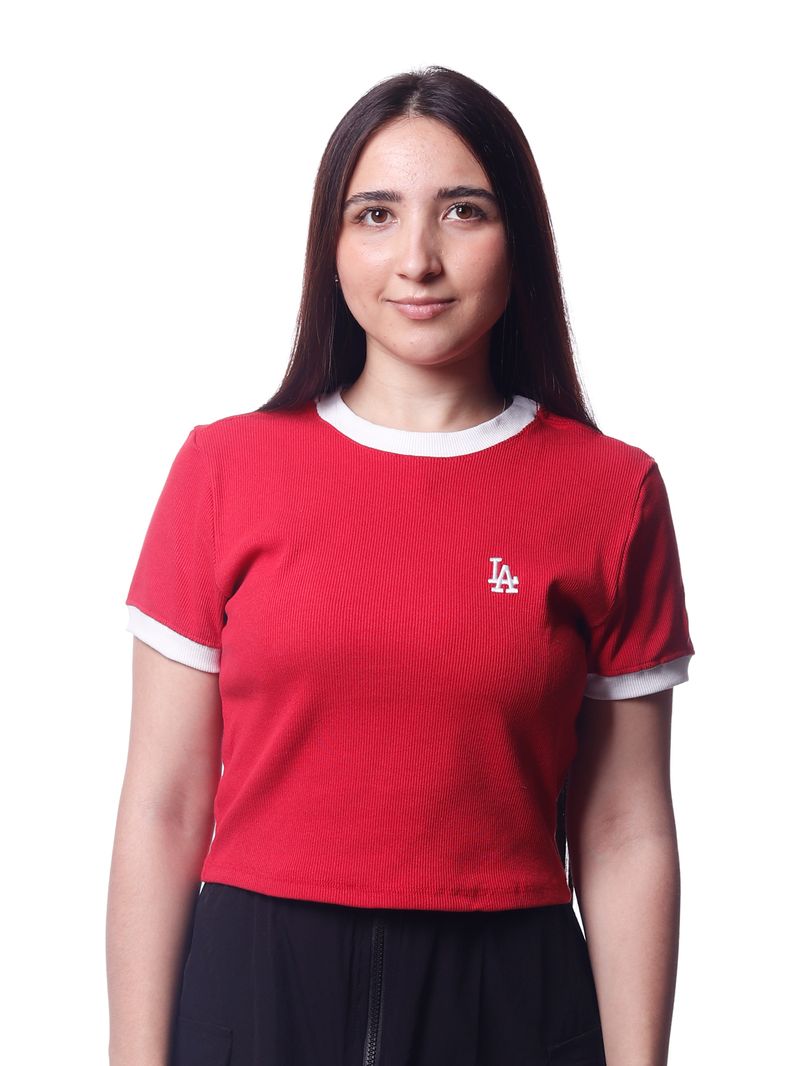 Camiseta-Cropped-Feminina-New-Era-MLB-Los-Angeles-Dodgers-Vermelho