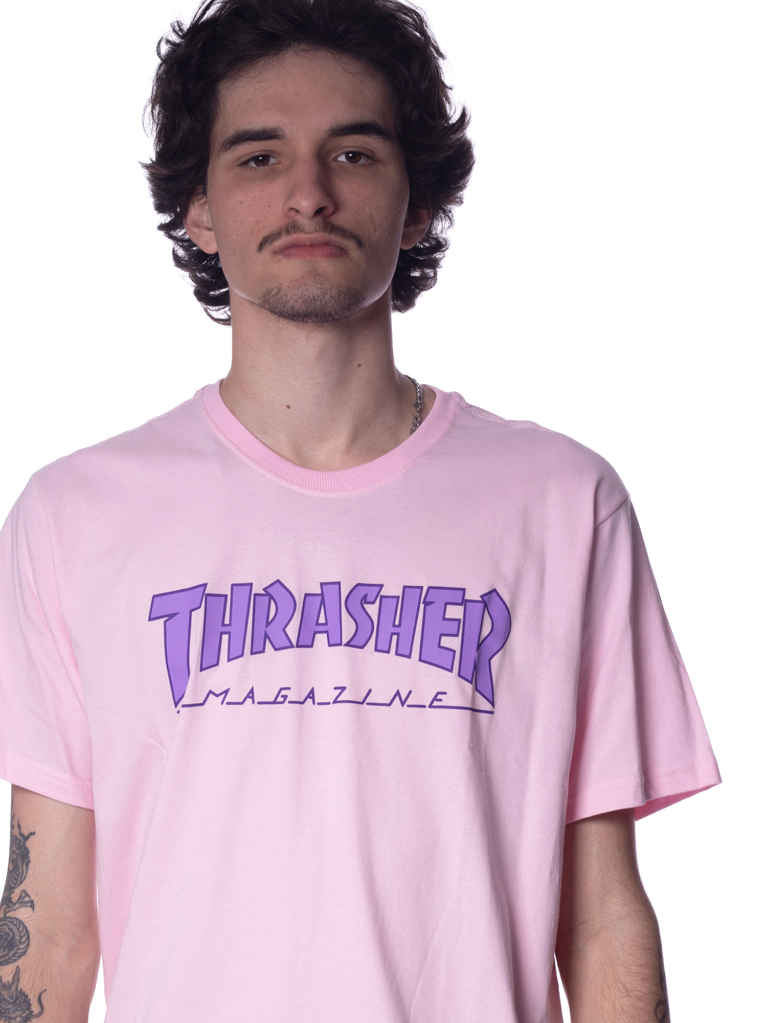Thrasher Maglietta Outlined Unisex – Colore Cardinale, Logo Rosso E Turchese