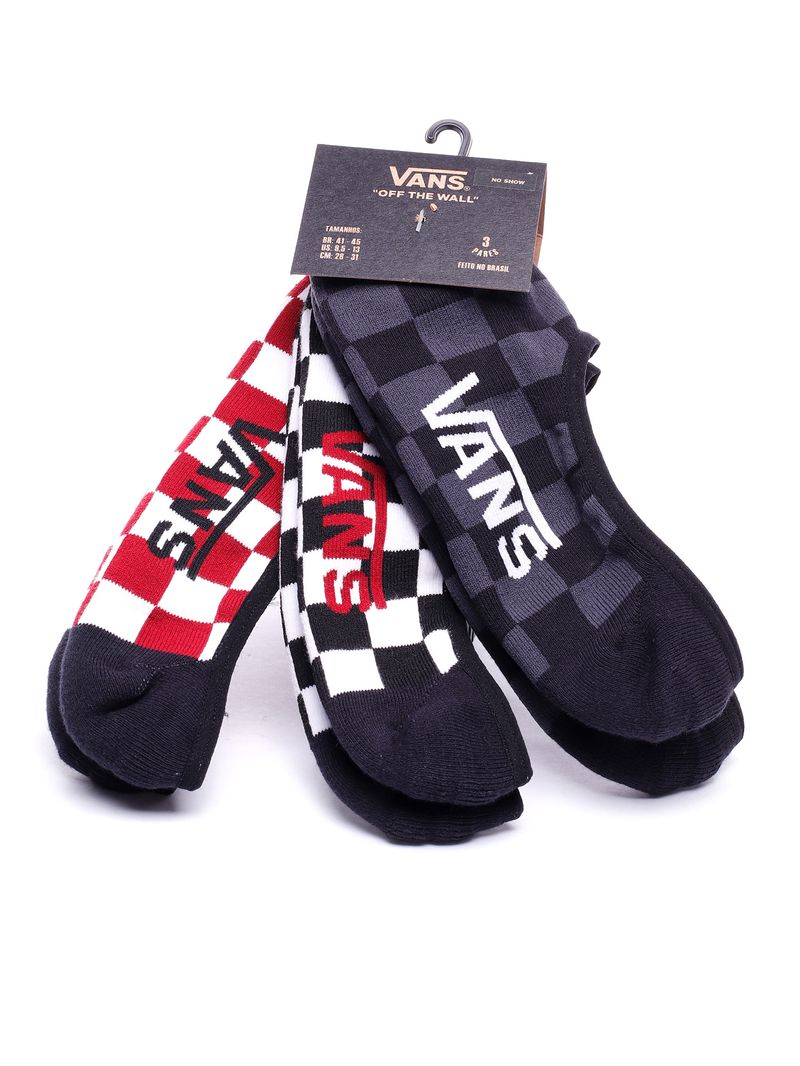 Meia-Vans-Classic-Super-No-Show-Red-white-check