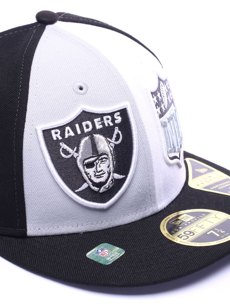 Bone-New-Era-59FIFTY-Fitted-Low-Profile-Las-Vegas-Raiders-Sideline-2023-Preto