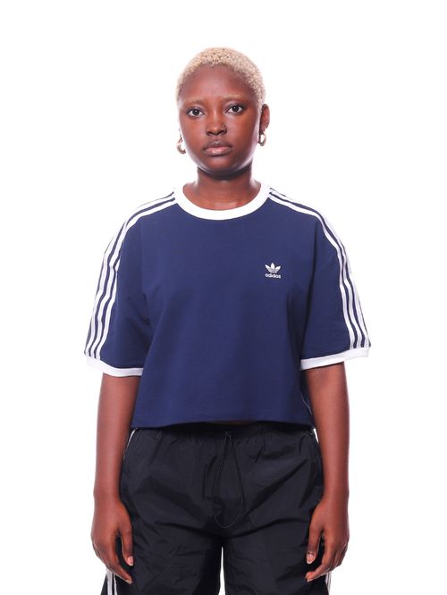 Camiseta Adidas Folgada Cropped Adicolor Três Listras