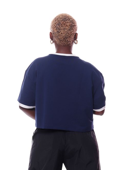 Camiseta Adidas Folgada Cropped Adicolor Três Listras