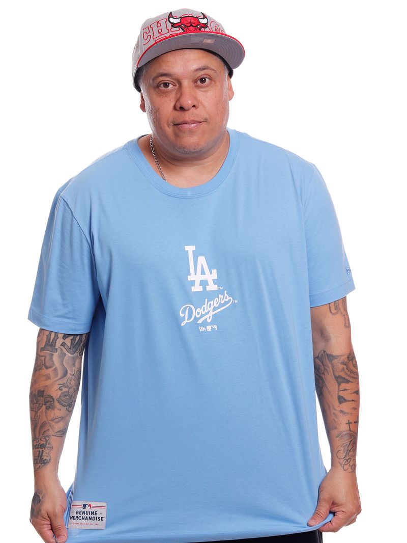 Camiseta-Plus-Size-New-Era-MLB-Los-Angeles-Dodgers-Azul-claro