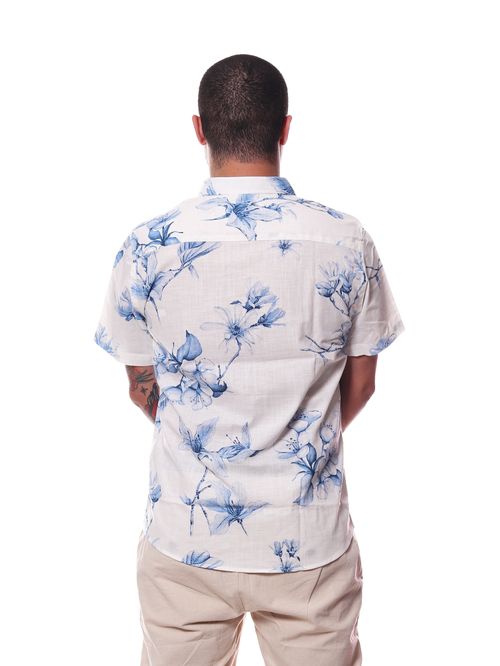 Camisa Bali Company Slim Fit Folhas e Plantas