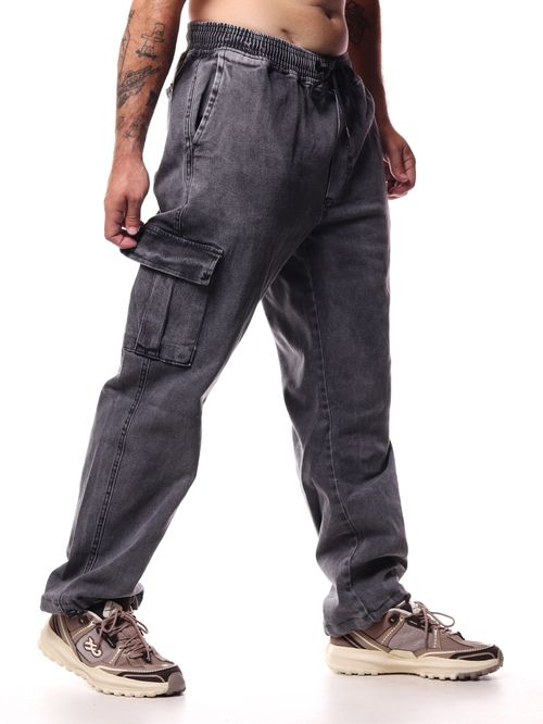 Calça Jeans Cargo Bali Company Marmorizada Elastico